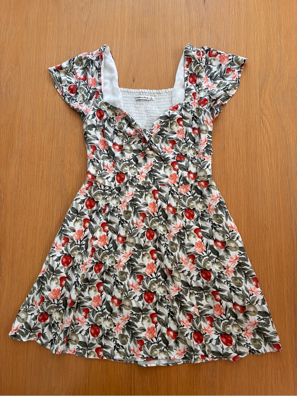 Abercrombie & Fitch-Knot Front-Mini Dress-Floral-Apple Print-Fall-Size S